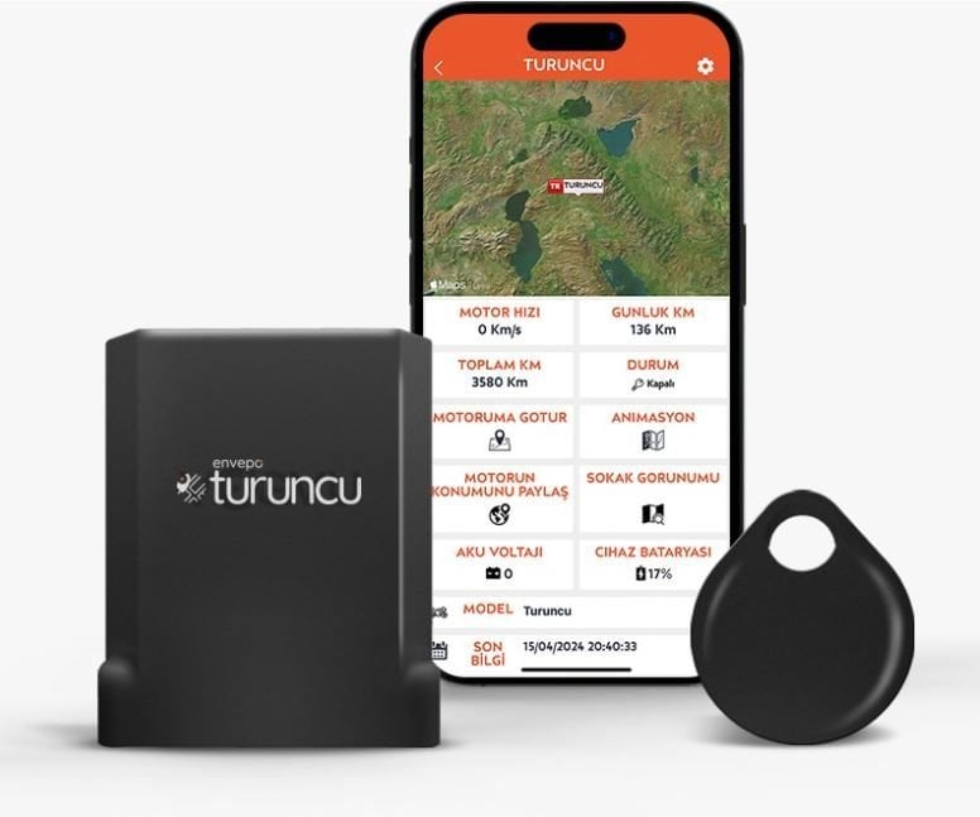 TURUNCU GO KABLOSUZ MOTOSİKLET TAKİP CİHAZI ( 12) resmi