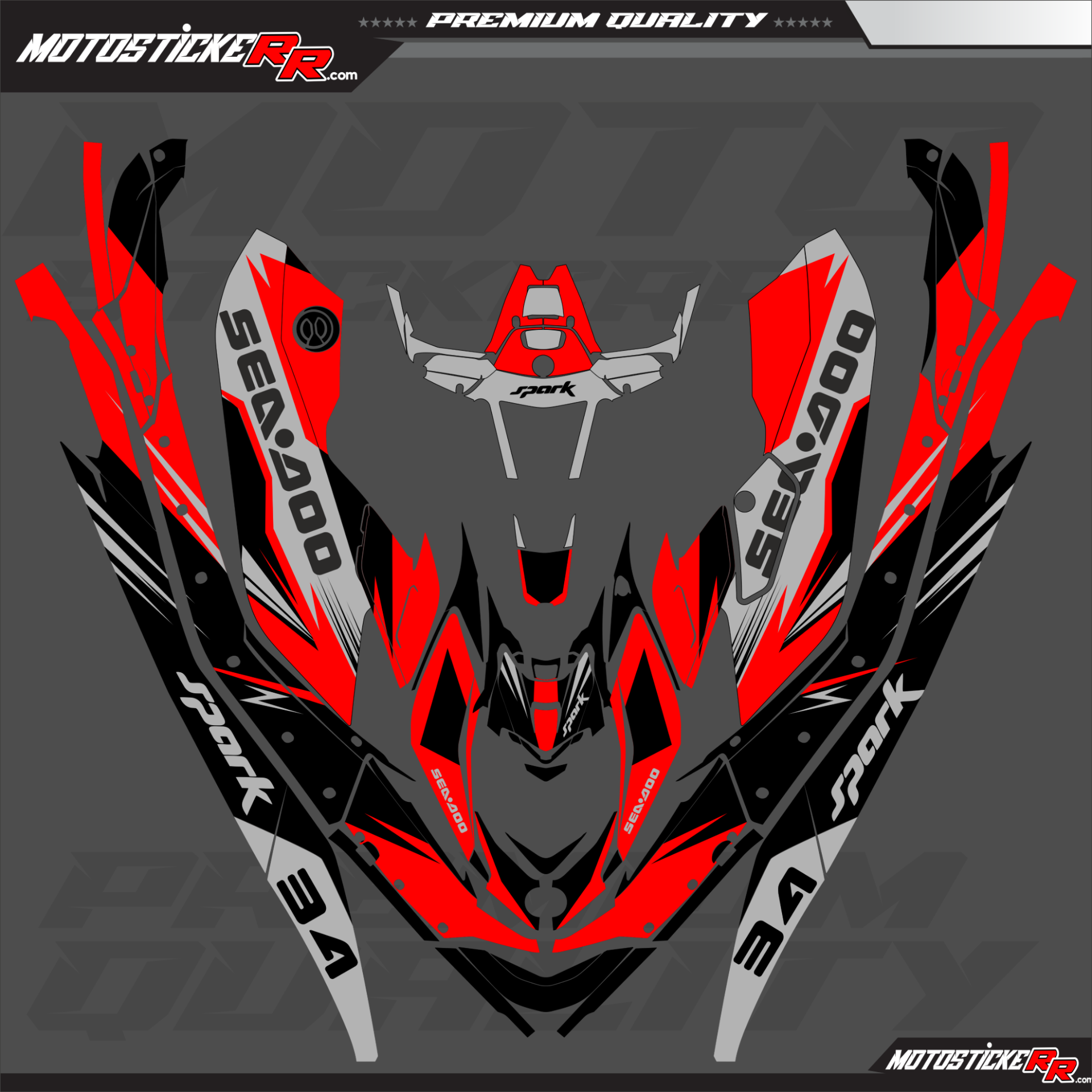 SEADOO SPARK TRİXX 3UP STİCKER SET resmi